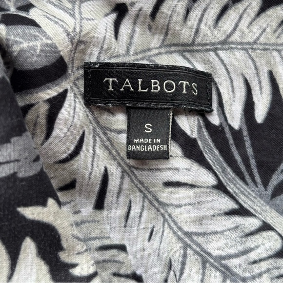 Talbots Black and White Leaf Print Button Down Shirt - Picture 6 of 6